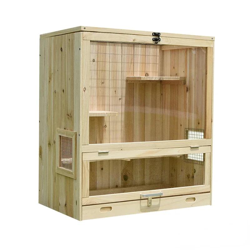 Gaiola para chinchila toda em madeira maciça abeto natural vila casa pet gabinete chassi gaveta quente inverno fresco verão escalada gaiola