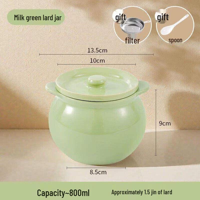 Ceramic Lard Storage Pot with Strainer