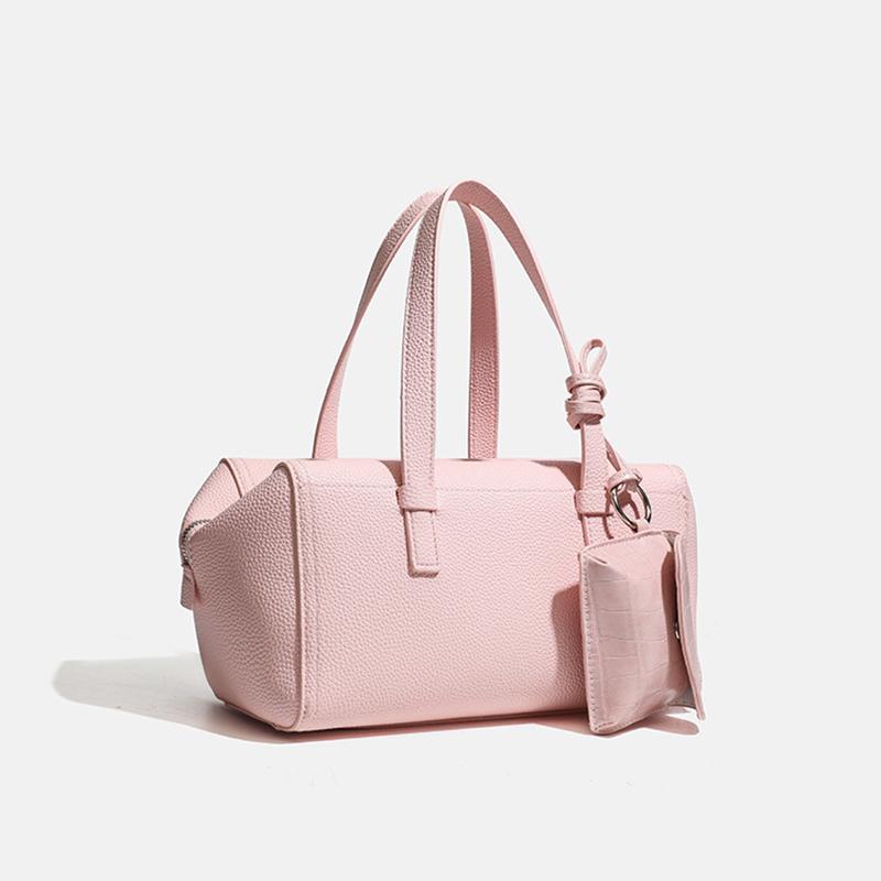 

Women Elegant Boston Bag Korean Pu Lychee Pattern Shoulder Bag Versatile Simple Handbag With Crocodile Pattern Small Wallet
