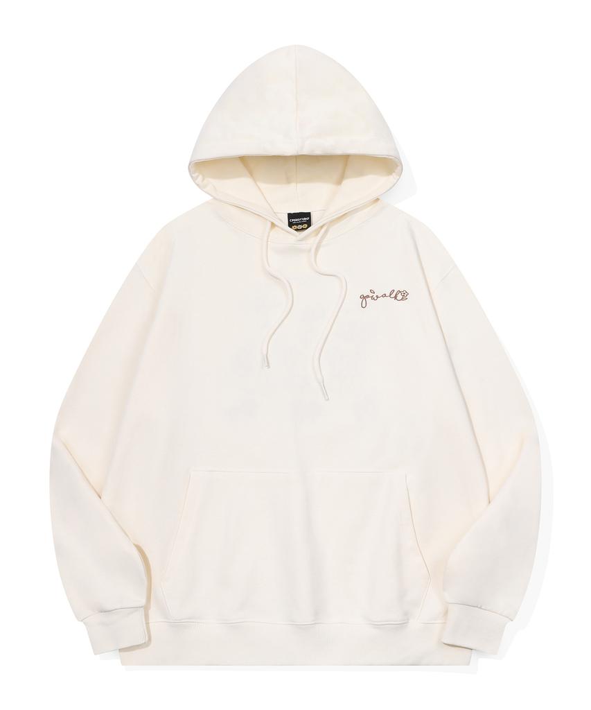 Bloom Rabbit Embroidered Hoodie Cream