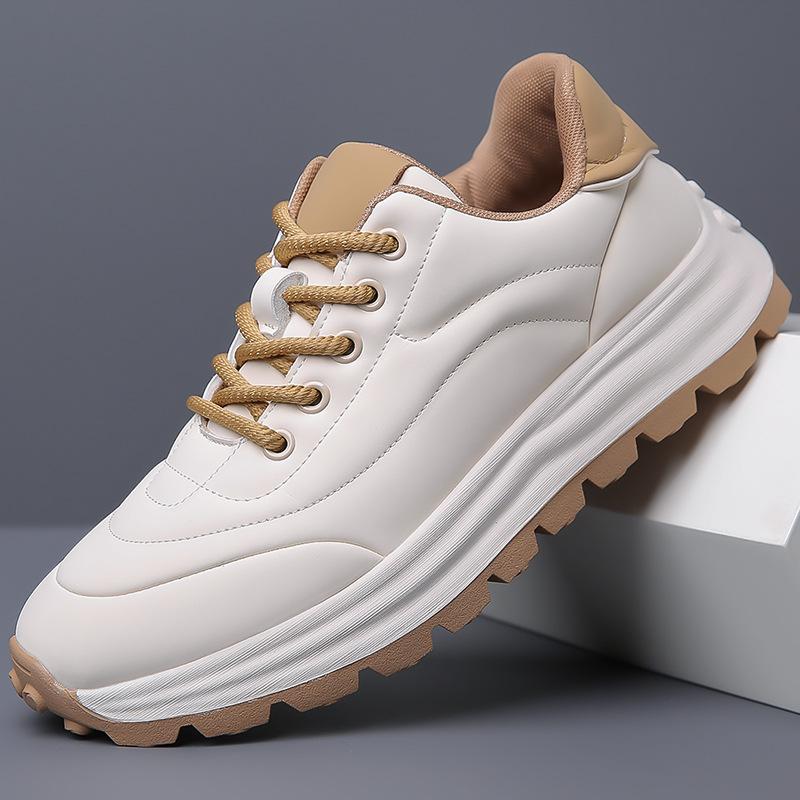 

2024 зимняя новая мужская спортивная повседневная кожаная обувь мужская мягкая подошва легкая модная обувь мужская обувь на шнуровке 23038 38 белый
