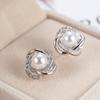 White Imitation Pearl Stud Earrings for Women Elegant Bridal Wedding Engagement Party Accessories Shiny CZ Luxury Jewelry