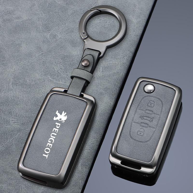 Leder Schlüsseletui für Dongfeng Peugeot 408/308/3008/4008/2008/5008 Metallmodelle