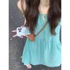 Holiday Style Hollow Suspender Dress Women's Summer Girl Design Sense Pleated Loose Pendulum Skirt A-shaped Skirt