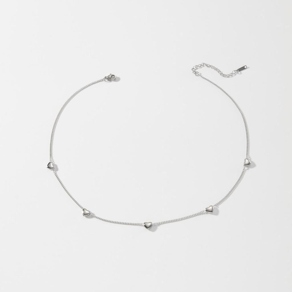 Stainless Steel Adjustable Mini Heart Cuban Chain Necklace