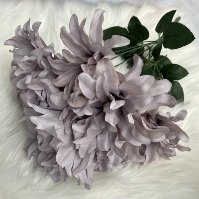7 Heads Dahlia Bunch Flowers 45CM Brushed Cloth Dahlia Artificial Flower Floral Arrangement DIY Violet Bridal Bouquet