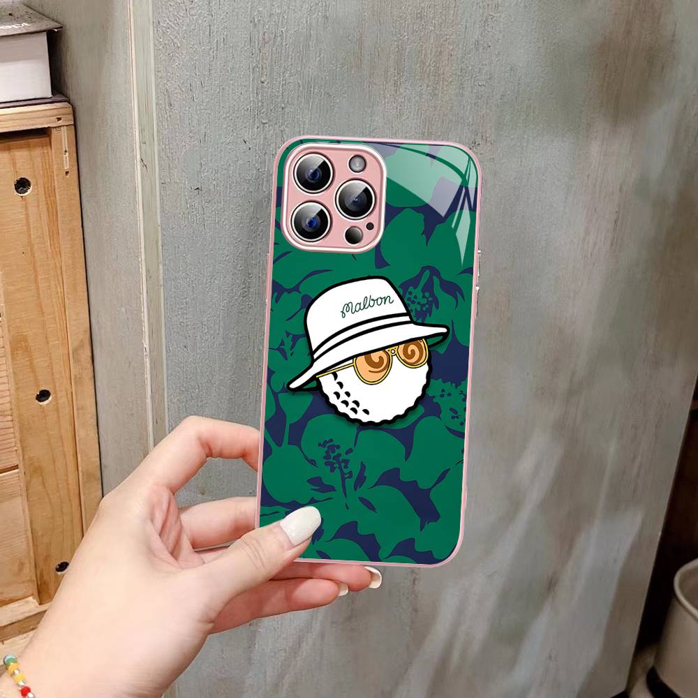 Fashion M-Malbon G-Golf Logo For IPhone 14 13 12 Mini 11 Pro XS Max X XR 14 Plus Tempered Glass Cover