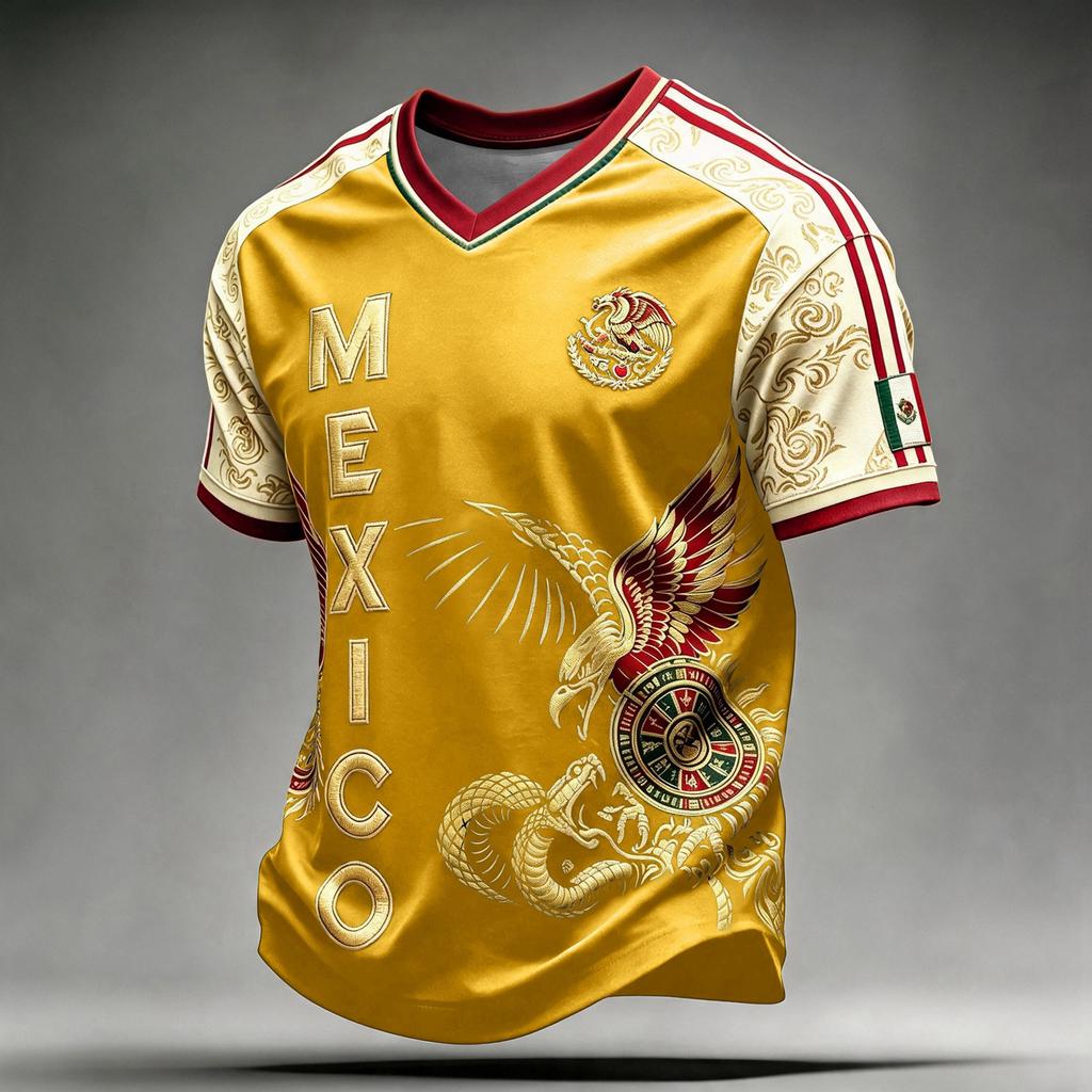 Men's Mexico Soccer Print Short Sleeve T-Shirt Casual Graphic Tee