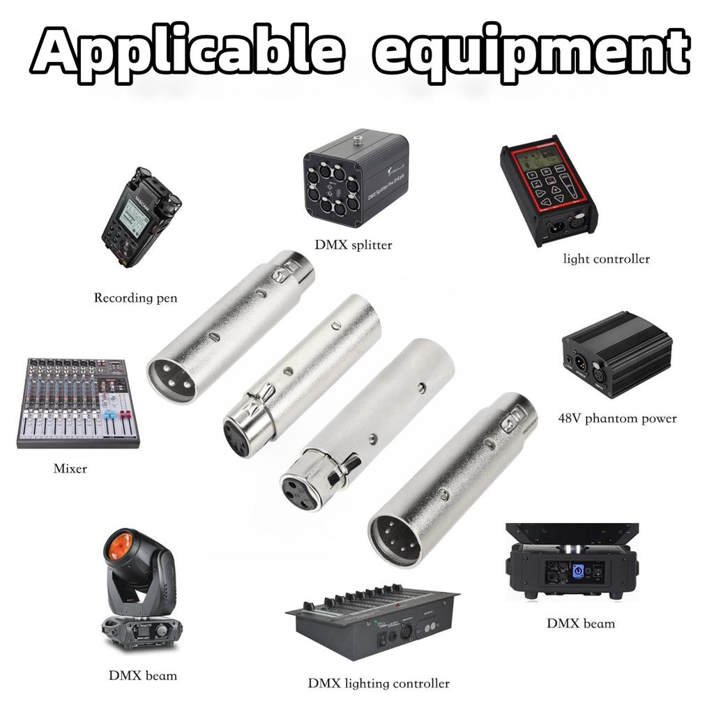 3 Pin XLR To 5 Pin DMX Female Metal Cased Converter Audio Adapter for Stage Light Cable Convertor Microphone audio Connector