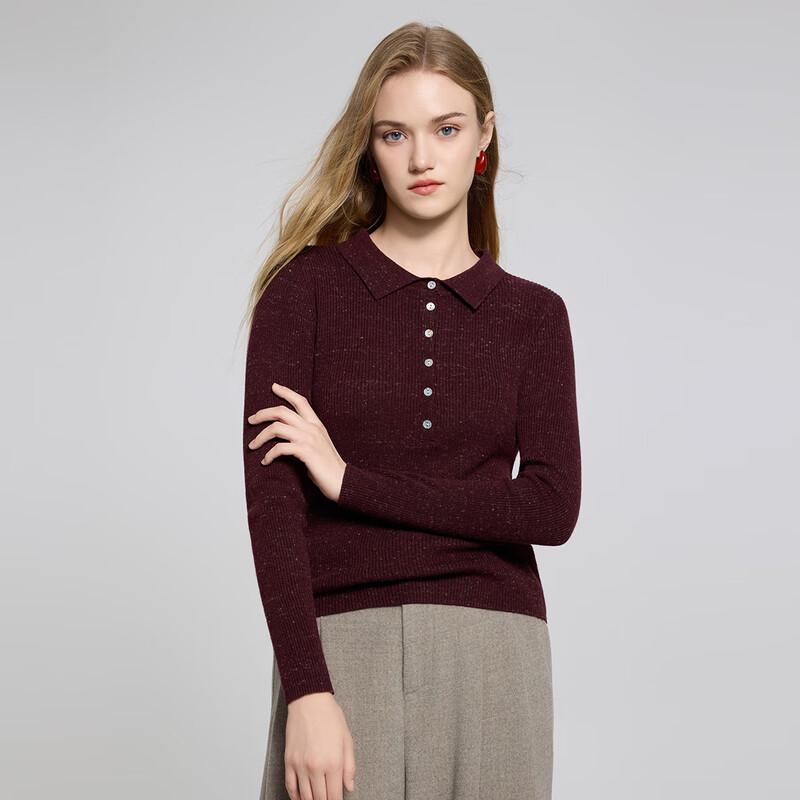 Women's Fashion Collared Long Sleeve Pullover Knit Top