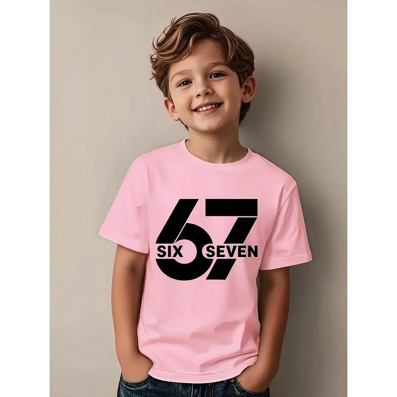 European sizes Boys' Funny 67th Birthday T-Shirt - 67th Year Milestone Tee with Number 67 Print, Soft Breathable Fabric for Birthday Parties, School