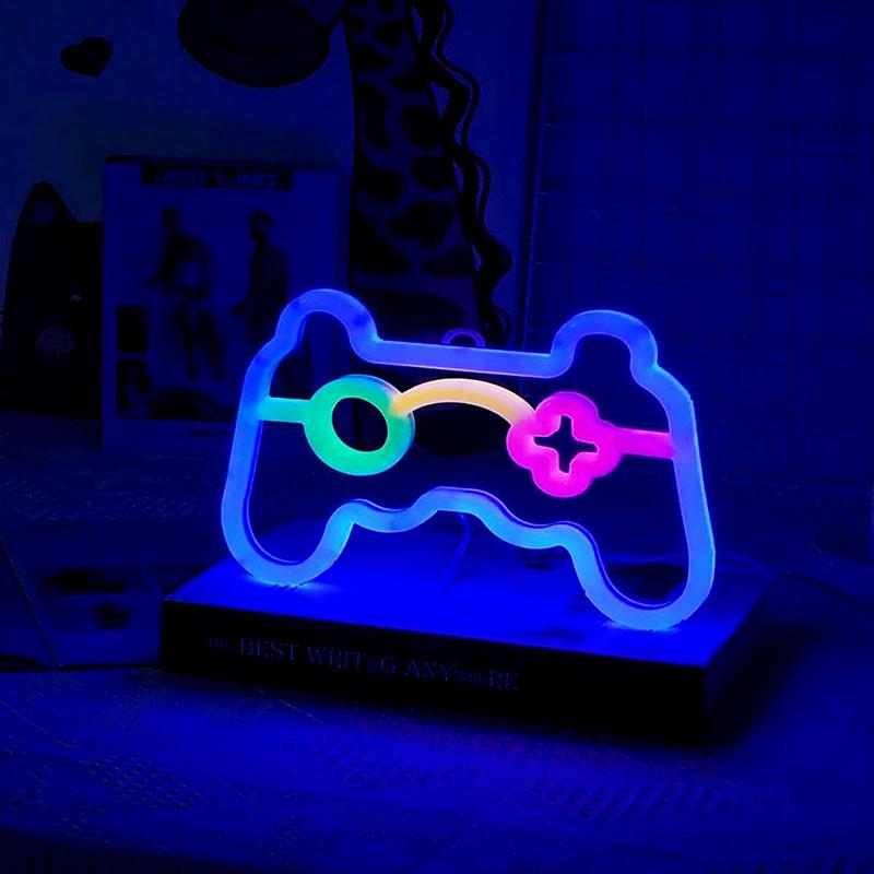 Gamepad Neon Schild LED Nachtlicht, USB/Batteriebetrieben Atmosphärenbeleuchtung, für Geburtstag, Wohnzimmer, Garten, E-Sports Raum, Deko