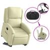 Massage Recliner with Rising Function Cream Genuine Leather