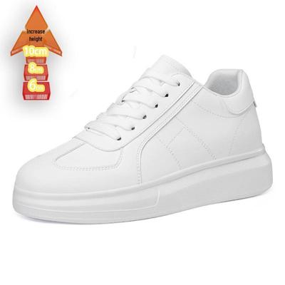 Men's Invisible Height-Increasing Sneakers - 8CM Thick Sole, Casual White Skate Shoes, Round Toe