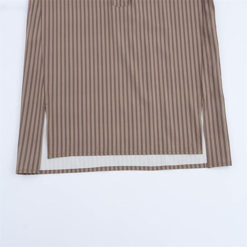 Women's Striped Asymmetrical Shirt & Pajama Pants Set