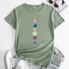 Summer Round Neck Planet Pattern Printed Top Fashionable Casual Short Sleeved Women's Pure Cotton T-shirts
