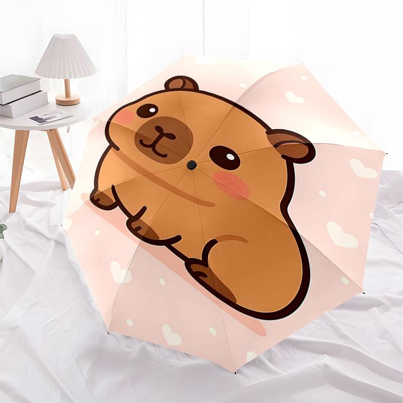 Capybara Themed Travel Umbrella-8 Ribs Automatic Opening and Closing, Portable Folding Design, Compact and Stylish Umbrella Suitable for Out