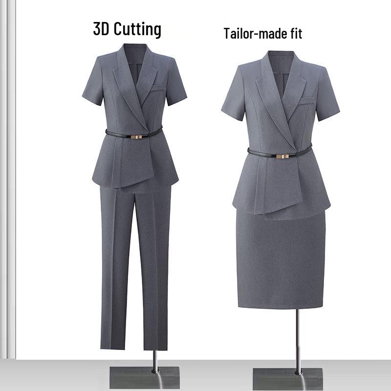 Women's High-End British Style Summer Suit Set - Professional Workwear for Sales Managers
