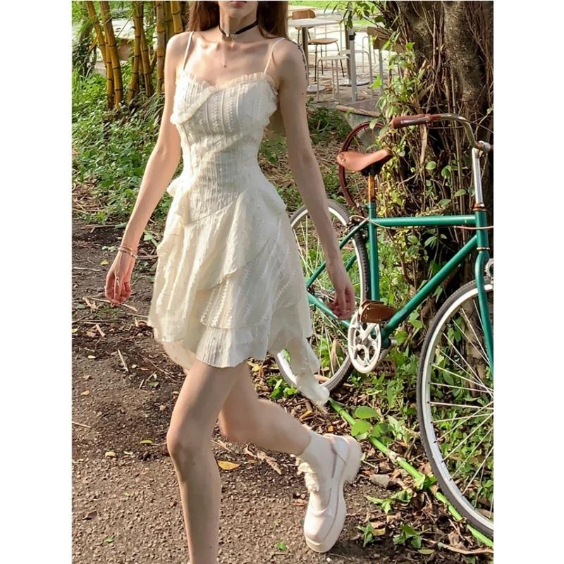 Pure Color Strap Y2k Mini Dress Woman Elegant Sleeveless Short Party Dress Casual One Piece Dress Korean Fashion 2026 Summer