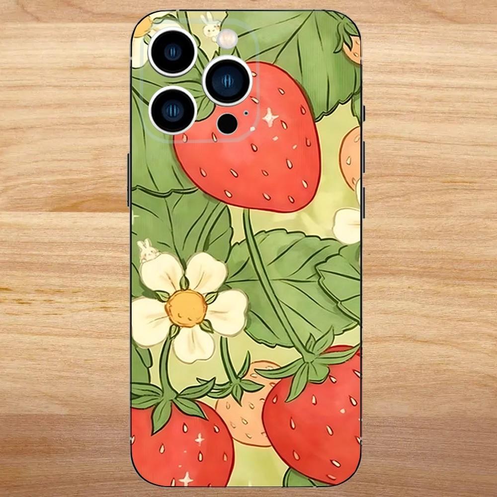

Fruit Strawberry Cherry Phone Case For iPhone 16,15,14,13,12,11,Mini,Pro,SE,MAX White Matte Shockproof Cover iPhoneXSMAX