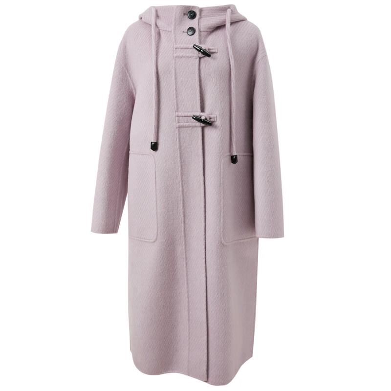 Sancai Women's 2025 Winter Double-Face Wool Blend Hooded Long Coat