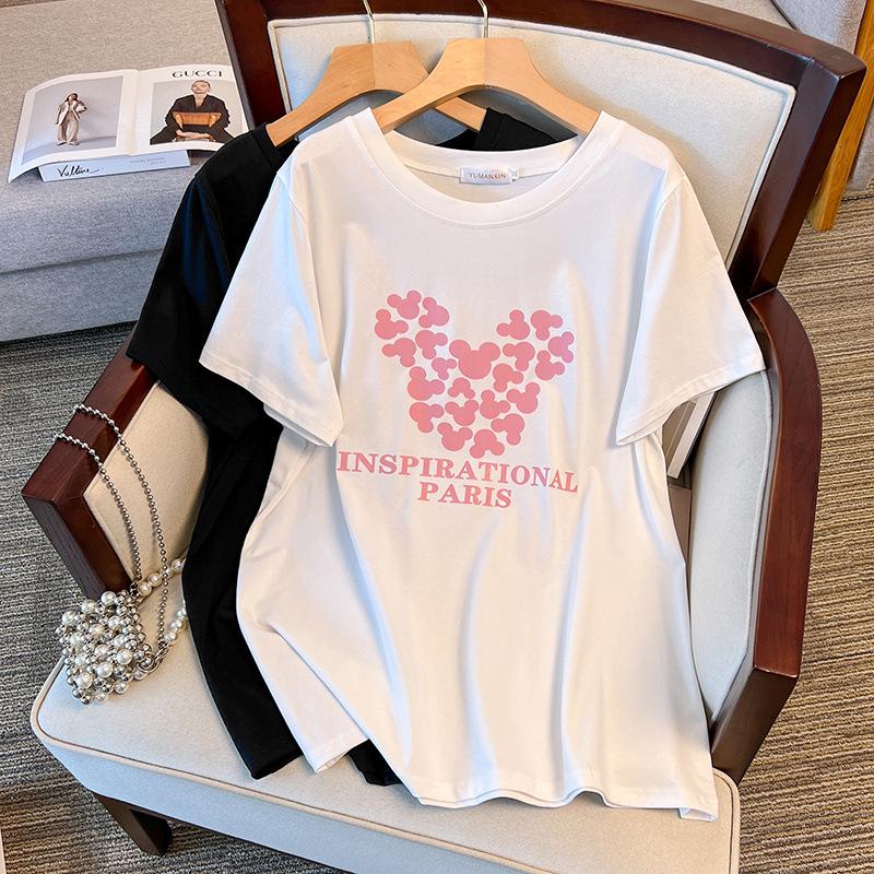 

Women s Plus Size Round Neck Mid-Length Loose Short Sleeve T-Shirt 6XL чёрный