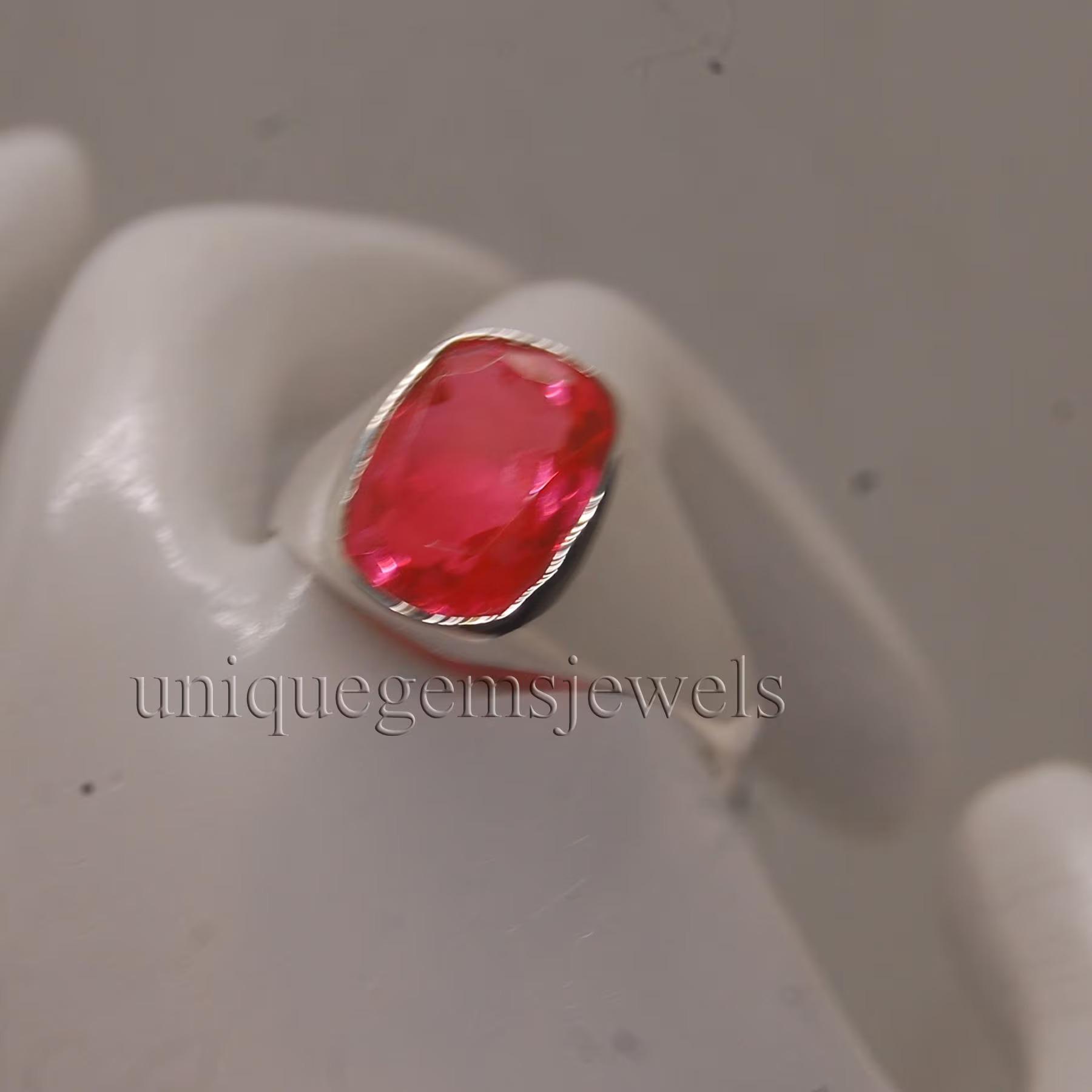

Peach Rhodolite Garnet Gemstone 925 Sterling Silver Ring, Handmade Garnet Quartz Statment Ring Jewelry 10 срібний