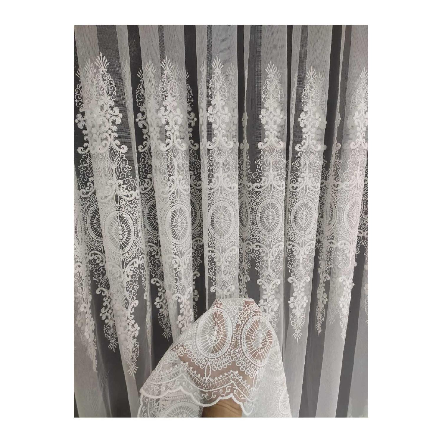 

Роскошная тюлевая занавеска с кодом 159 для гостиной, 1x2,5, нормальная плиссированная, не требует утюга 100 x 190 белый