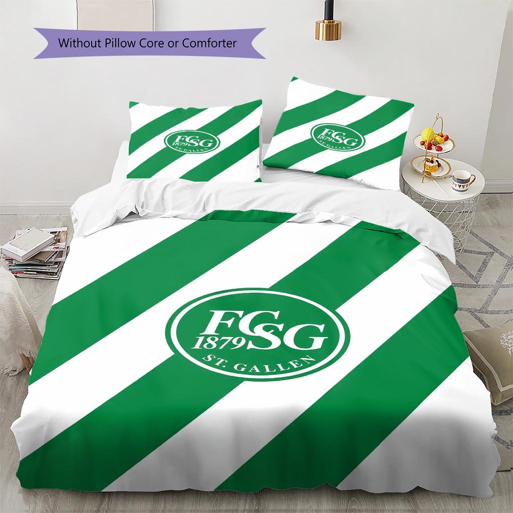 FC St. Gallen Pattern Bedding Set Quilt Cover Pillowcase Home Decor Gift (1 * duvet cover + 2 * pillowcase, without core)