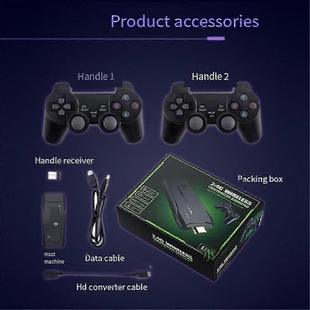 Konsola do gier retro 4k bezprzewodowa z ponad 20000 grami, Stick do gier wideo typu Plug and Play z kontrolerami bezprzewodowymi 2.4g(64g)