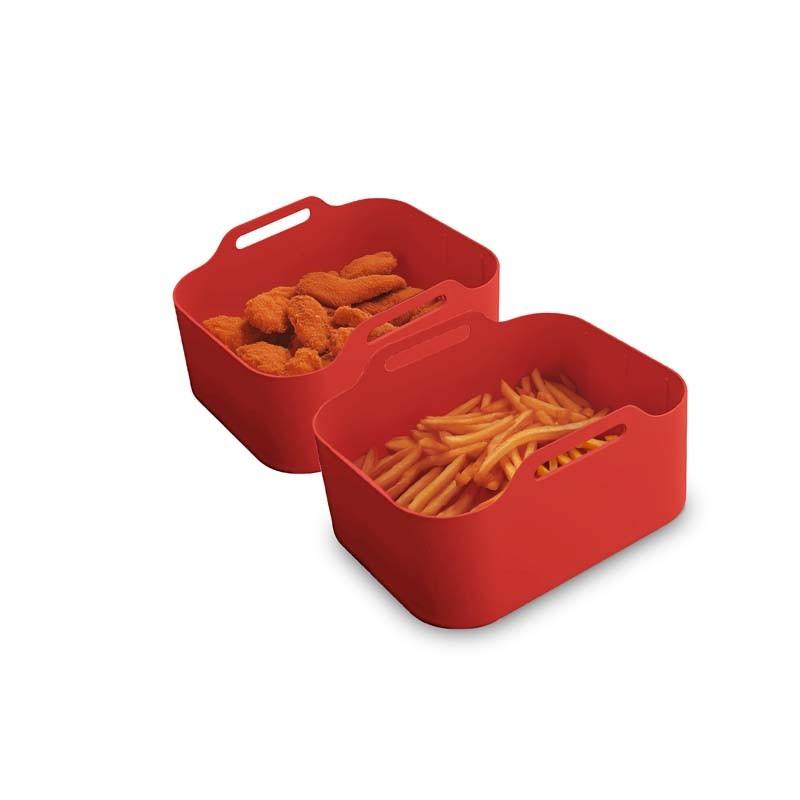 Silipot2 - Silipot2 Red - Set of 2 Red Silicone Baskets - Non-stick - Reusable - 21.5×14.5×7 Cm