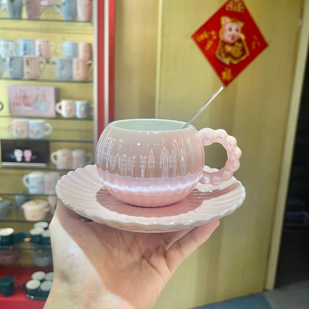 Europäischer Stil Galvanisierte Kaffeetassen Perlglänzende Farbverlauf Keramiktassen Hohes Erscheinungsbild Latte Art Tassen Gestreifte Becher Geschäftsgeschenke