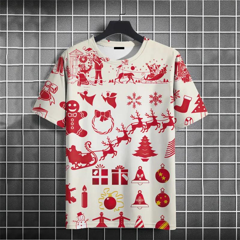 Christmas tree pattern 3D printed T-shirt street men's fashion plus size casual O-neck short sleeved T-shirt
