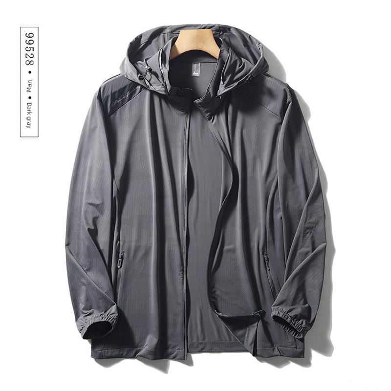 Outdoor Elastic Ice Silk Sun Protection Clothing for Men 2024 New Summer Thin Hooded Skin Windbreaker Foreign Trade Sun Protection Jacket