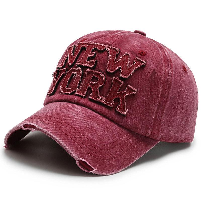 Baseball Hat Korean Y2K Girl Peaked Cap Hip Hop Holes Letter Duck Tongue Cap Women Long Brim Visors Cotton Casual Bonnet