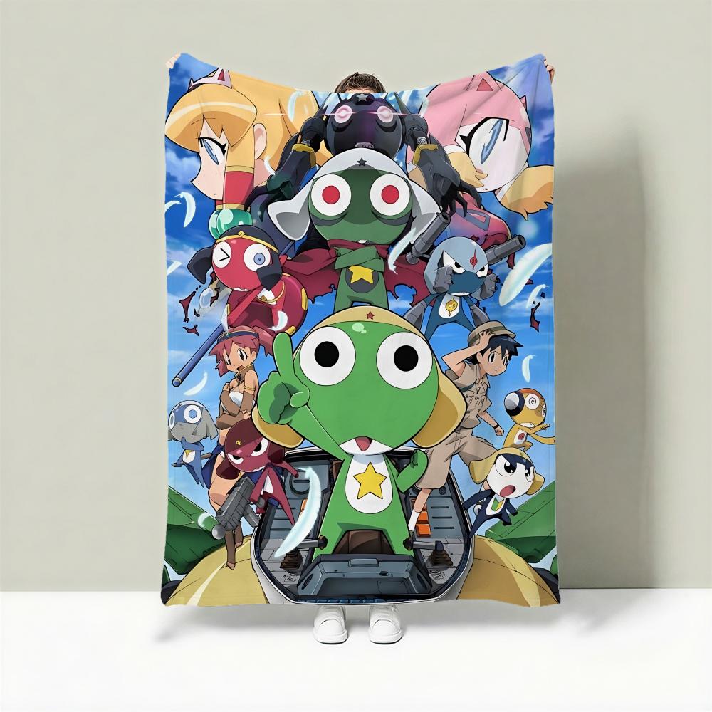 Cartoon K-Keroro Gunsou Throw Lightweight 240g Flannel Blanket Soft Skin-friendly for Summer Cooling