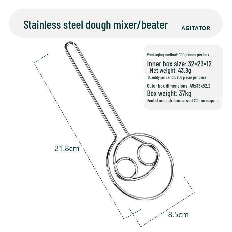 Stainless Steel Manual Dough Kneader & Double-Eye Coil Mixer with Flour Sifter and Egg Beater Dough Kneader