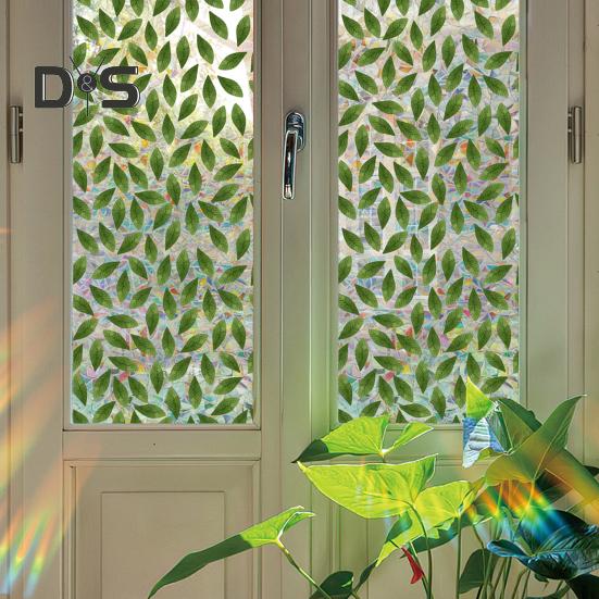 Gėlėtas vaivorykštės statinis lipdukas Langų privatumo plėvelė, apsauganti nuo UV spindulių, stiklo lipdukas Nelipnus langų lipdukas, skirtas namų miegamojo svetainės dekoravimui