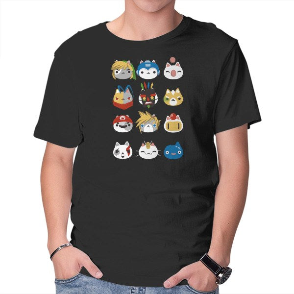 Unisex Crew Neck T-Shirt Gamer Cats Graphic Short Sleeve Casual Tee XXL