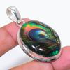 Natural Dichroic Glass Gemstone 925 Sterling Silver Jewelry Pendant 1.97" AP-16460