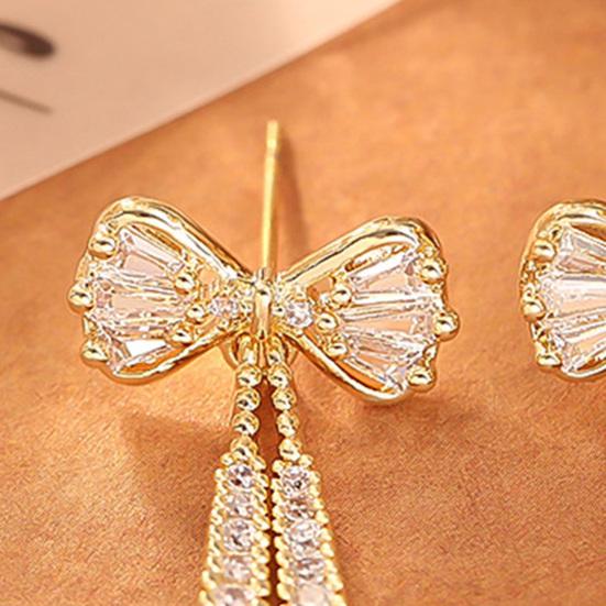 1 Pair Women Earrings Sparkling Rhinestones Bowknot Shape Drop Earrings Fine Craftsmanship Stud Earrings Jewelry Set