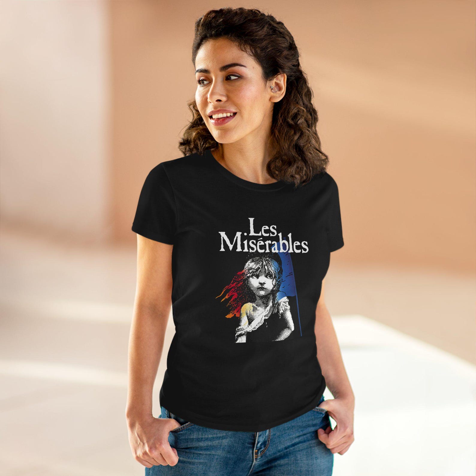 Les Miserables Broadway Musical Show Women s Black Navy T-Shirt Size S to 3XL L