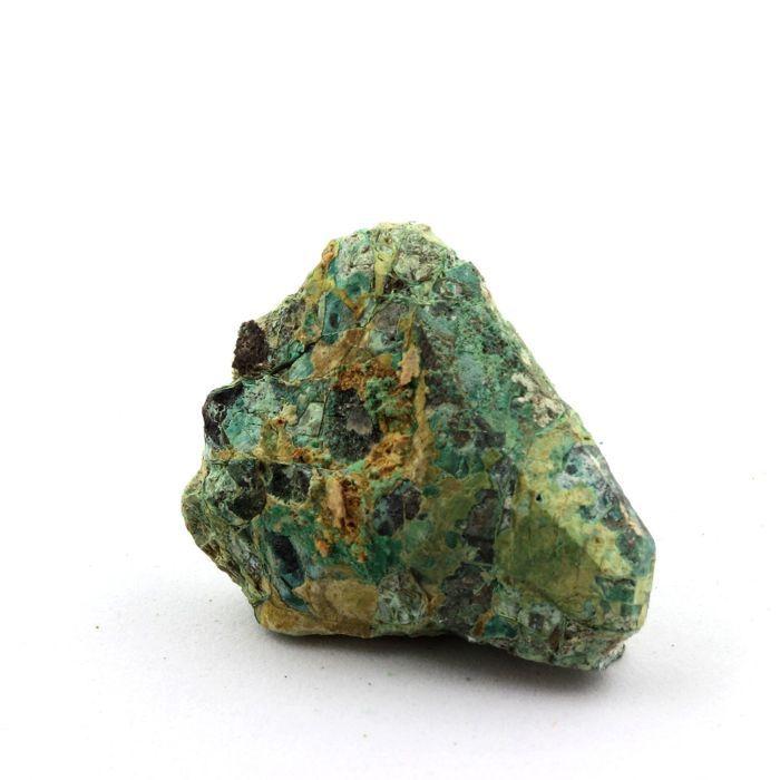 Pierres et Minéraux. Bournonite + Bindheimite + Malachite. 82.70 ct. Combe Guichard, Prunières, Isère, France.