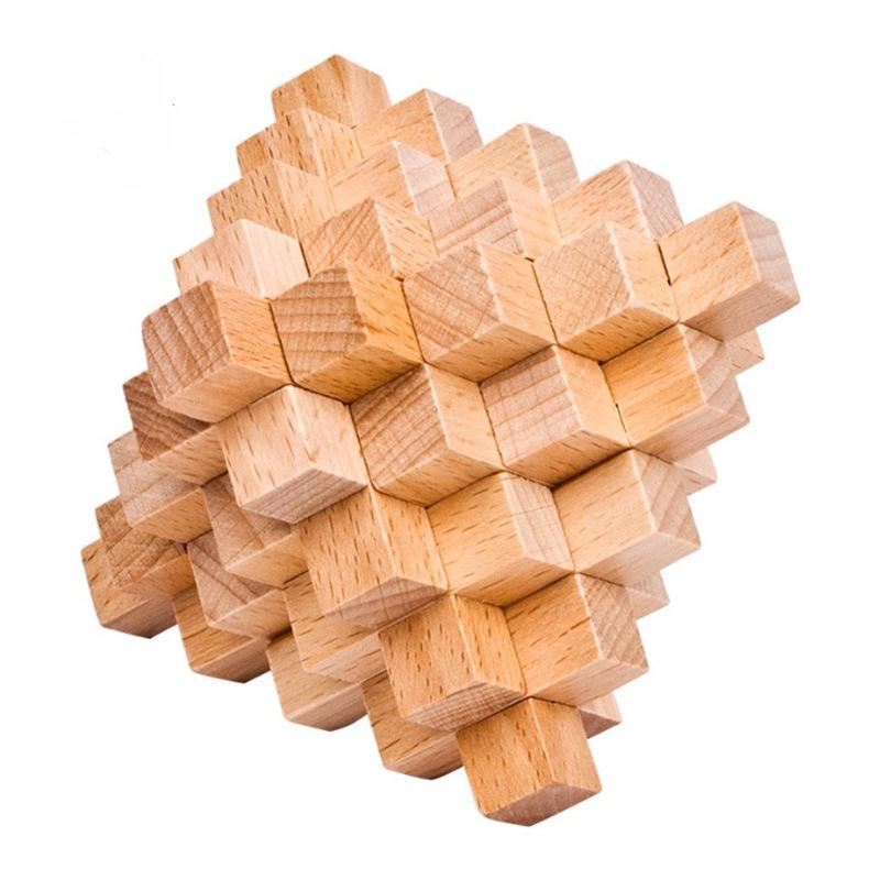 Beechwood Kongming Lock & Luban Puzzle Set for Kids - Wooden Mortise and Tenon Toy