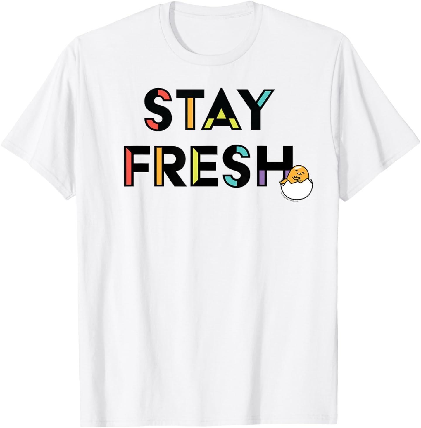 Gudetama the Lazy Egg Stay Fresh T-Shirt Mens Womens Tees Top 2XL