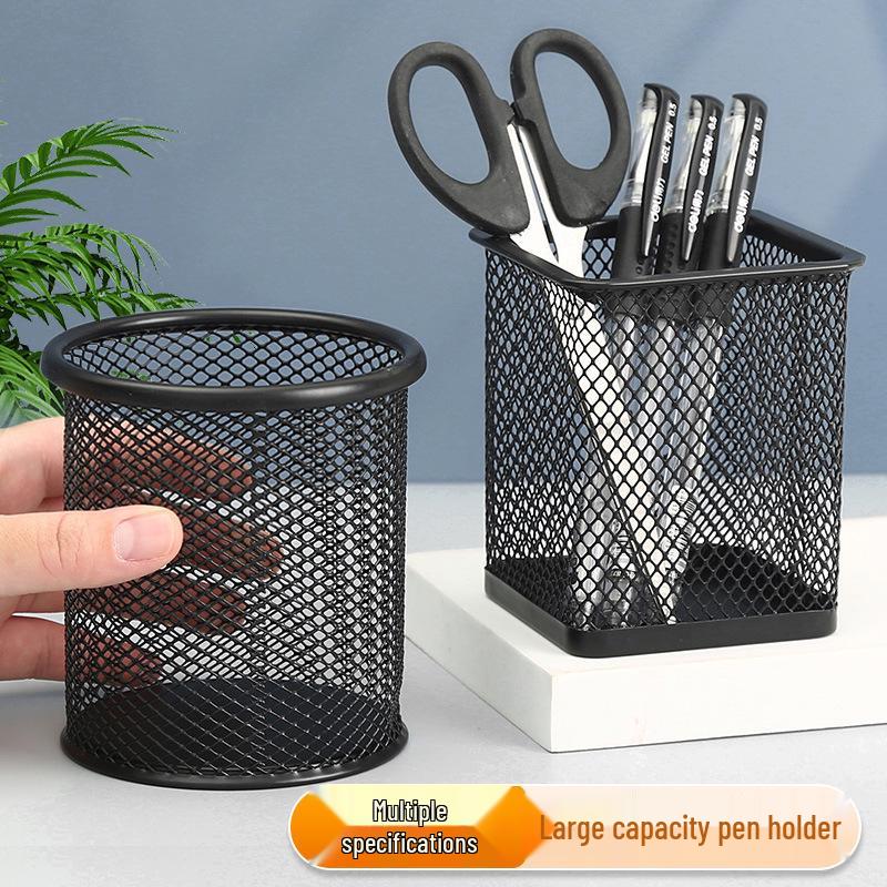 Student Desk Iron Pen Holder: Creative, Wear-Resistant, Large Capacity Eyebrow Pencil Storage.