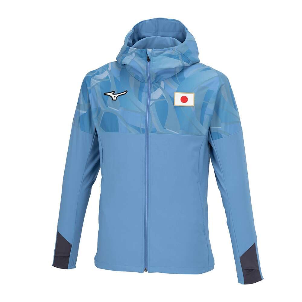 Mizuno Authentic Stretch Cloth Hoodie with JAPAN Logo and MUGEN GRAPHIC Parisian Blue Player-Inspired Jersey, 32MCBPA3,