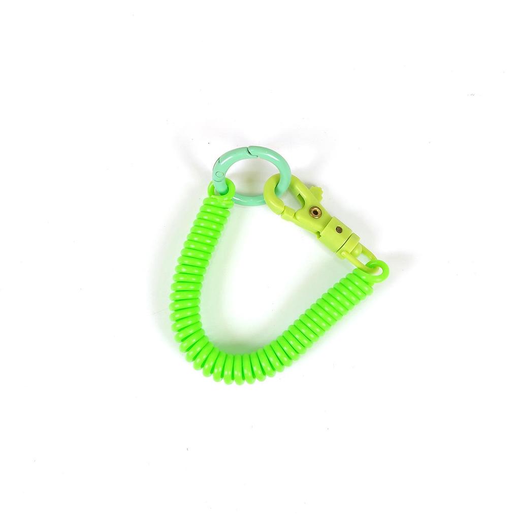Colorful Retractable Plastic Spring Rope Keychain - Portable Anti-Lost Keyring