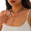 SHIXIN 3Pcs/Set New Christmas Tree Bell Pendant Necklace Women Fashion Colorful Soft Ceramic Beads Choker New Year Neck Jewelry