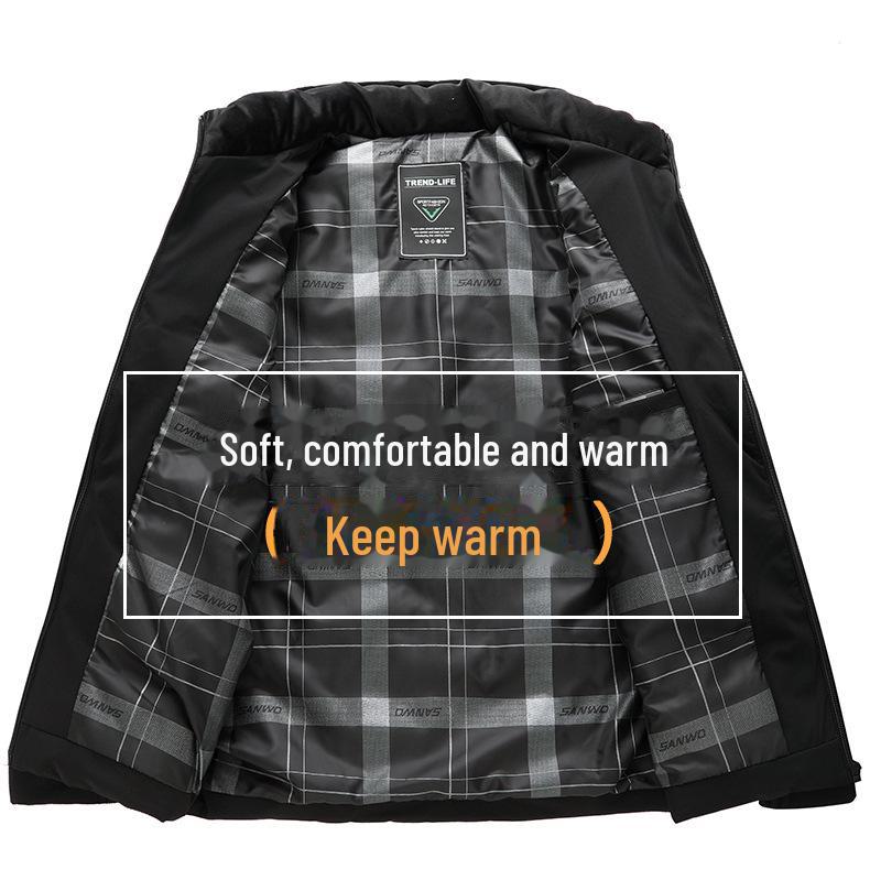 2024 Herren Dicke Baumwolljacke mit Stehkragen - Langarm Wintermantel für Mittelalte und Ältere